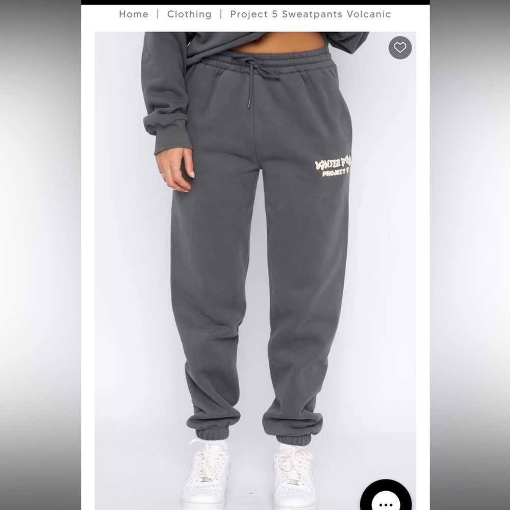 White fox, size medium, “project 5 volcanic sweatpants”